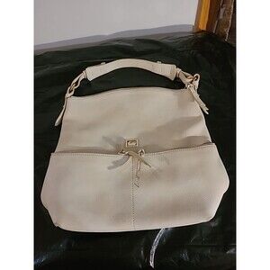 Dooney & Bourke Dillen Ivory Pebbled Leather Hobo Bag Large Pocket Sac Purse
